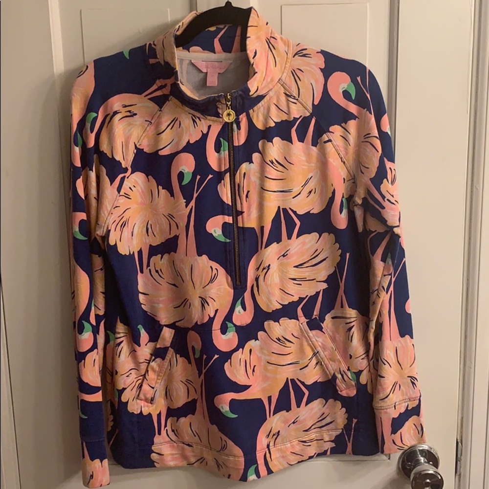 Lilly Pulitzer flamingo print quarter zip